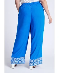 Eloquii Women's Embroidered Hem Pull On Pant