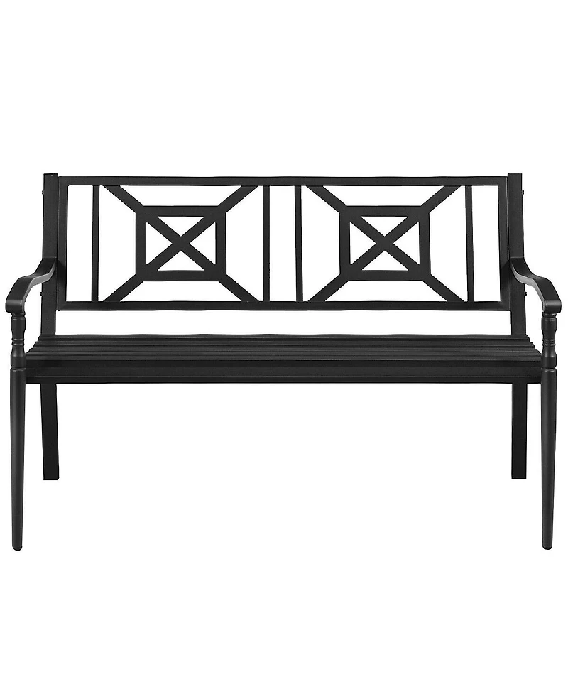 Weather Resistant Patio Bench with Steel Frame for Garden Deck or Balcony