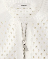On 34th Women's Perforated Zip-Front Sweater Bomber, Exclusively at Macy's