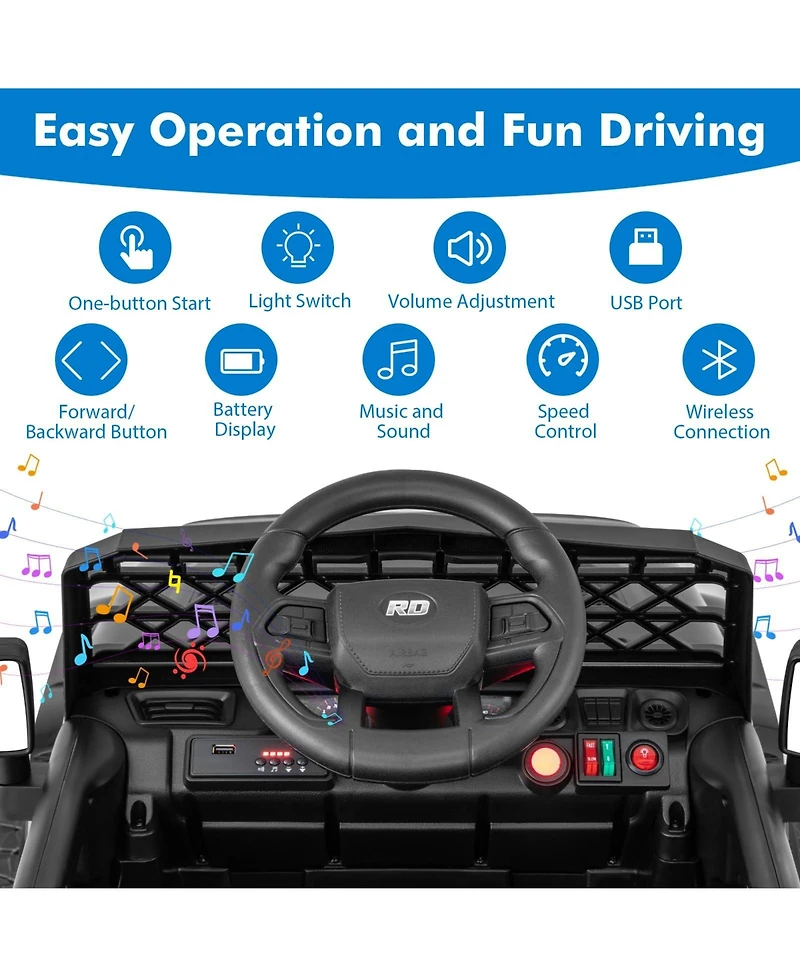 12V Kids Ride on Truck Car with Parental Remote and Music Player