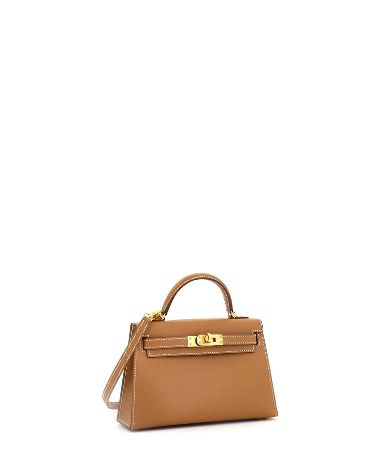 Pre-Owned Hermes Kelly 20 Handbag Brown Epsom with Gold Hardware