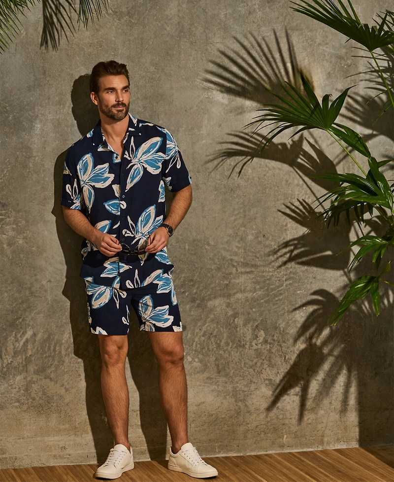 Cubavera Men's All-Over Tropical Print Short-Sleeve Button-Down Shirt
