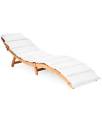 Gymax Outdoor Folding Chaise Eucalyptus Lounge Chair w/ Double-sided Cushion