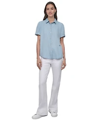 Dkny Jeans Women's Rolled-Sleeve Button-Up Shirt