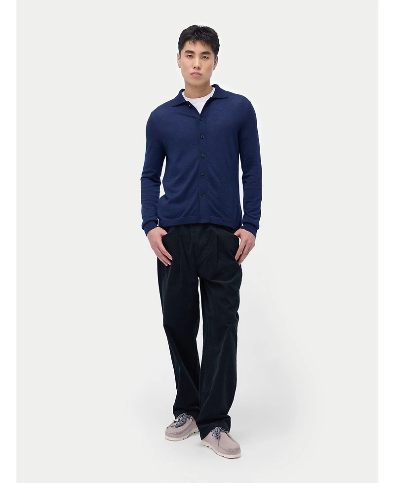 Gobi Cashmere Men's Silk Polo-Neck Cardigan
