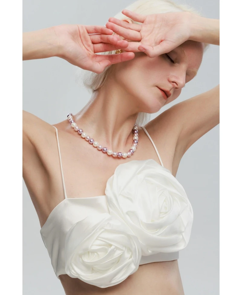 Lydia Purple Shell Pearl Strand Choker Necklace