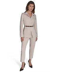 Halston Women's Faux-Leather Belted Stand-Collar Jacket