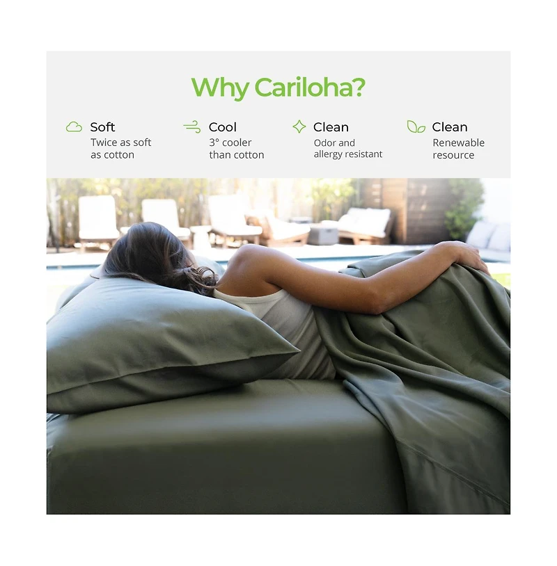 Cariloha Classic 4-Piece Twill Sheet Set | Ivory King Viscose Material |Extra soft, Cooling for Hot Sleepers, Corner Bands