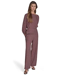 Halston Women's Commuter Printed Wide-Leg Pants