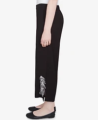 Ruby Rd. Petite Soft Tropical Fern Embroidered Capri Pants