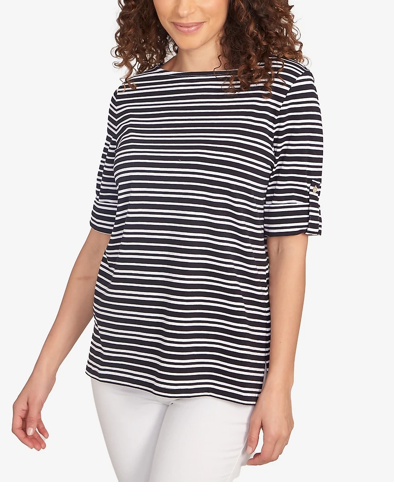 Ruby Rd. Petite Variegated Stripe Knit T Shirt