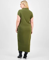 Bar Iii Trendy Plus Ribbed Mock-Neck Midi Dress, Macy's Exclusive