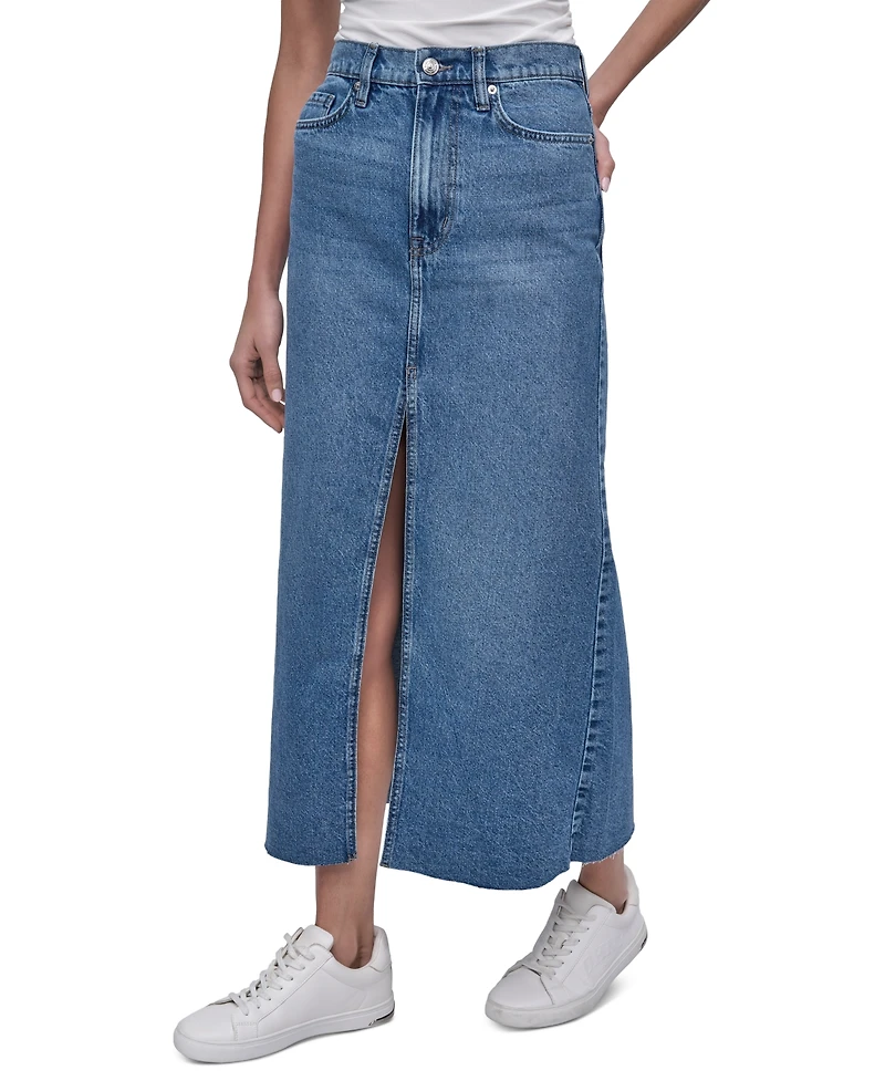 Dkny Jeans Women's High Rise Cotton Denim Maxi Skirt - Jee