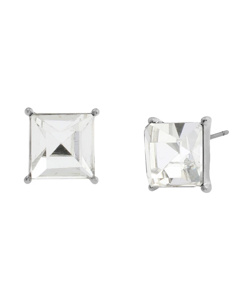 Steve Madden Punk Romance Stone Square Stud Earrings