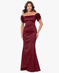 Xscape Petites Straight-Neckline Long Sheath Dress