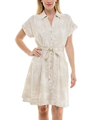 Taylor Women's Short-Sleeve Sash-Tie A-Line Dress