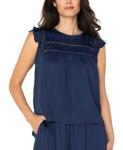 Liverpool Los Angeles Women's Flutter-Sleeve Woven Blouse