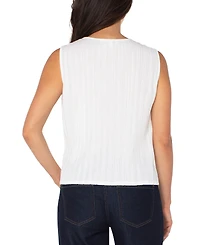 Liverpool Los Angeles Women's Crewneck Sleeveless Pleated Knit Top