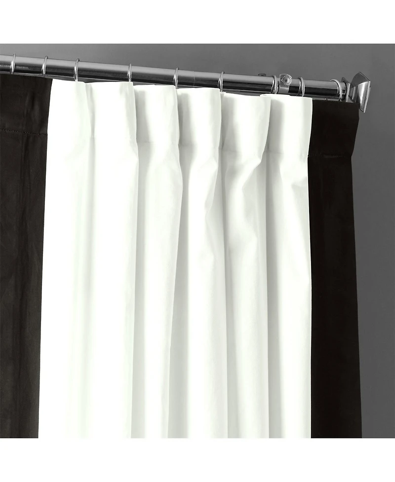 Half Price Drapes Fresh Popcorn & Black Bordered Vertical Printed Cotton Curtain