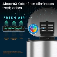 iTouchless SoftStep Stainless Steel Semi-Round Step Trash Can with AbsorbX Odor Filter Removable Inner Bucket