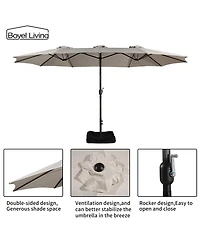 15 Ft Patio Umbrella with Base Included Outdoor Double-sided Extra Large Table Market