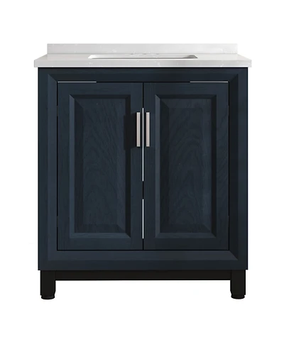 30" Bathroom Vanity with Marbel Undermount Sink and Glass Shelves Storage Cabinet