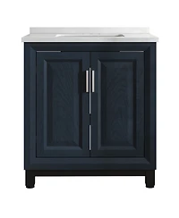 30" Bathroom Vanity with Marbel Undermount Sink and Glass Shelves Storage Cabinet