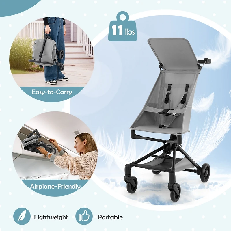 Slickblue Toddler Lightweight Stroller Compact and Airplane-Friendly Travel Stroller