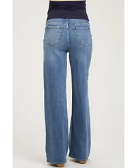 Pinkblush Blue Wide Leg Maternity Jeans