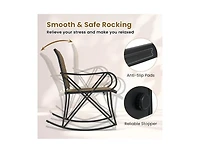 3 Piece Patio Rocking Set with Smooth Motion Outdoor Rocker Chair Bistro