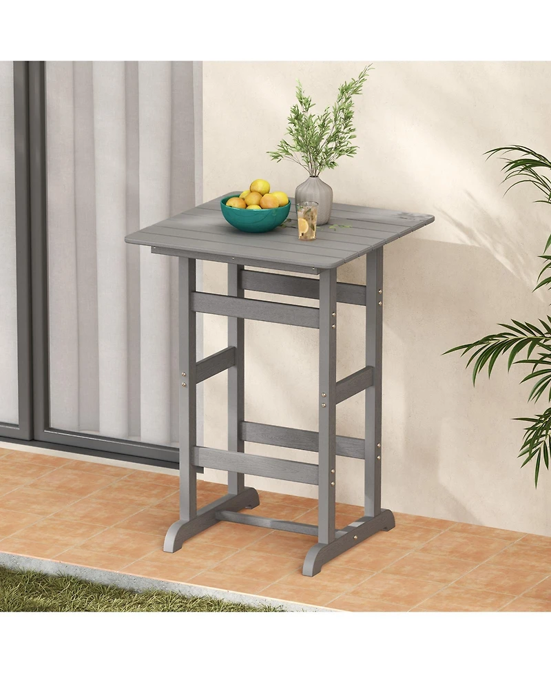 Square Bar Table Dining with Slatted Tabletop for Poolside