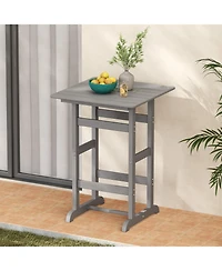 Square Bar Table Dining with Slatted Tabletop for Poolside