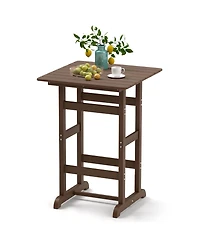 Square Bar Table Dining with Slatted Tabletop for Poolside