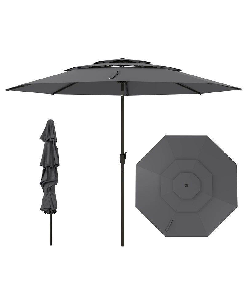 3-tier Vented Patio Umbrella with Push Button Tilt