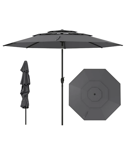 3-tier Vented Patio Umbrella with Push Button Tilt