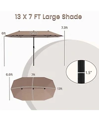 Extra Wide Patio Market Umbrella Double-Sided with Crank for Outdoor Tables