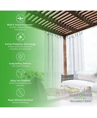 Awesome Home Insect Shield Leno Stripe Tab Top Curtain Panel