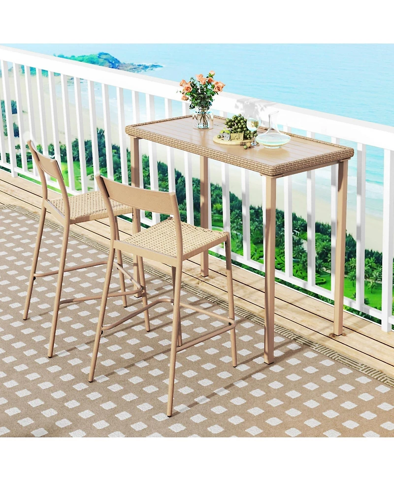 Slickblue Outdoor Patio Bar Table Heavy Duty Rectangle Metal Frame