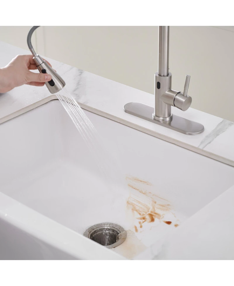 Single-Handle Touch Pull-Down Sprayer Kitchen Faucet with Supply Lines in Brushed Nickel