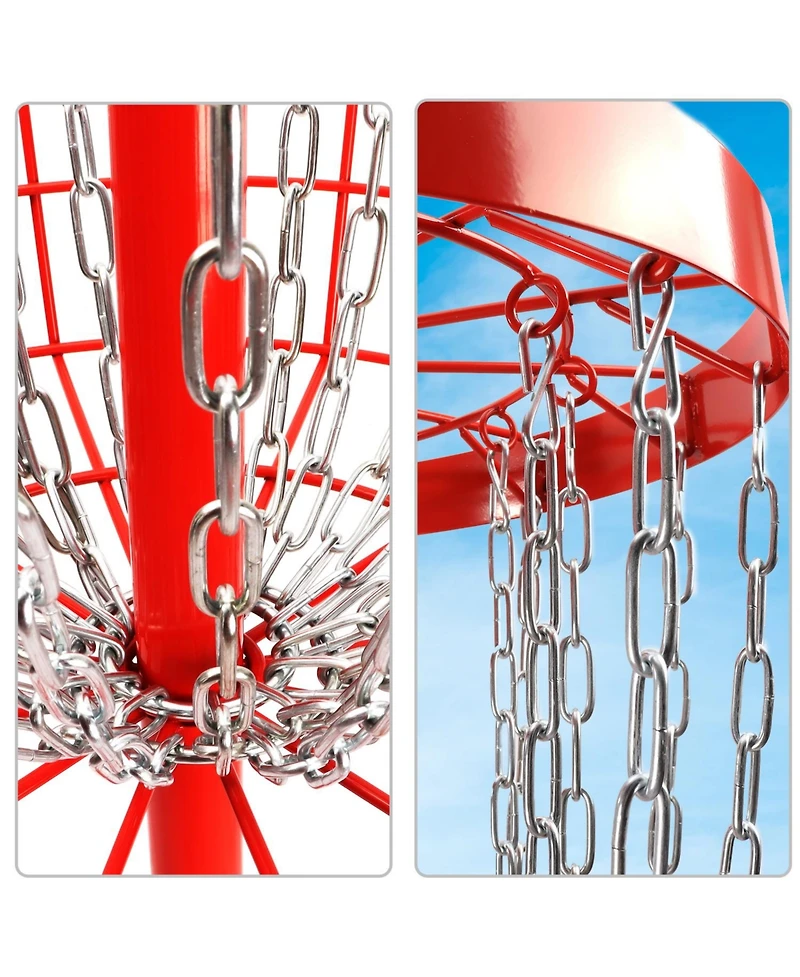 Deluxe 24-Chain Disc Golf Targets Basket, Metal Flying Practice Basket (Black/Blue/Orange/Red)