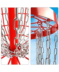 Deluxe 24-Chain Disc Golf Targets Basket, Metal Flying Practice Basket (Black/Blue/Orange/Red)