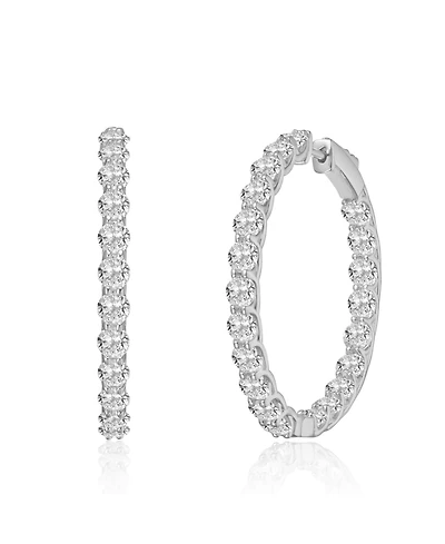 Clear Cubic Zirconia Accent Hoop Earrings