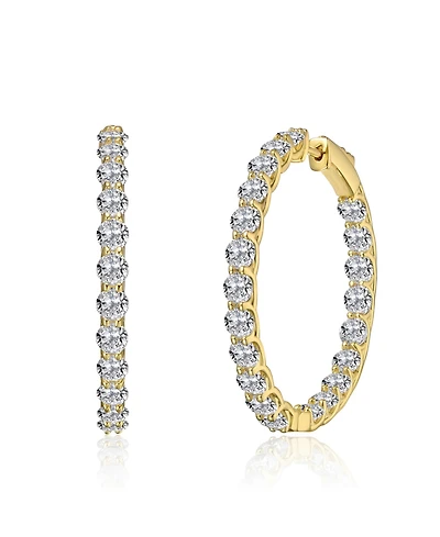 Clear Cubic Zirconia Accent Hoop Earrings