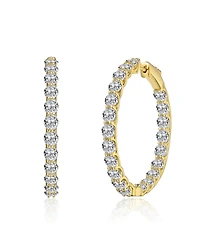 Clear Cubic Zirconia Accent Hoop Earrings