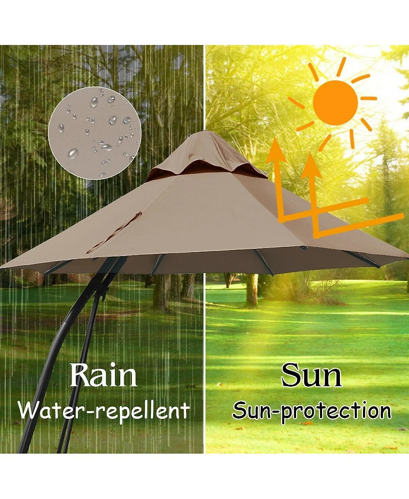 Slickblue Outdoor Cantilever Hanging Umbrella with Base and Wheels