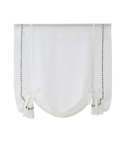 Kate Aurora Rod Pocket Textured Yarn Sheer Tie Up Balloon Curtain Window Panel - 63 in. Long