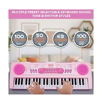 Pyle Kids Pink 49-Key Light-Up Karaoke Piano Keyboard with Mic - PKBRD4912PK