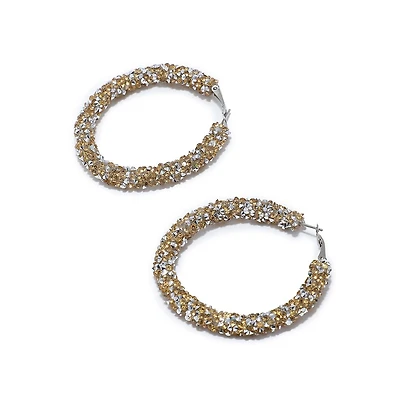 Sohi Women's Blue Frosted Hoop Earrings