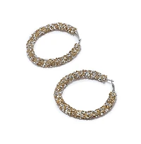 Sohi Women's Blue Frosted Hoop Earrings
