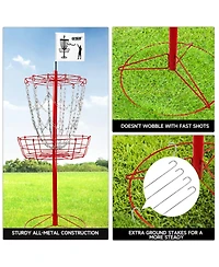 Portable 12-Chain,Disc Golf Targets Basket, Metal Flying Disc Practice Basket(Black/Blue/Orange/Red)